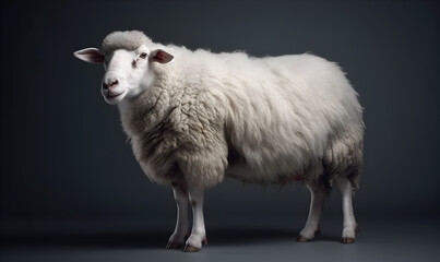 Obraz premium Illustration with white sheep. White sheep isolated drawing.