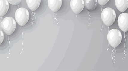 White balloons on a gray background. Vector illustration.  - obrazy, fototapety, plakaty