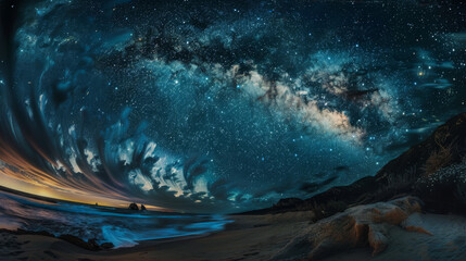 Ethereal Milky Way Over Serene Beach at Twilight