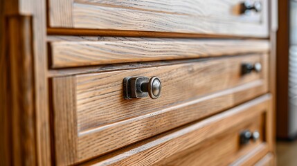 Close-Up of Wooden Drawer Interior Detail in Furniture Design