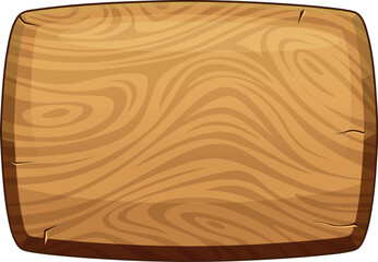 Wooden panel. Cartoon game element. Signboard template