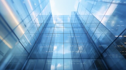 Fototapeta na wymiar Sleek modern glass building reflecting the blue sky in a seamless urban landscape