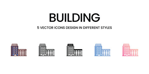 Building icons set in different style vector stock illustration