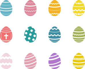 Easter, Easter eggs. Cute eggs. Traditional painted eggs, spring holiday - vector illustration