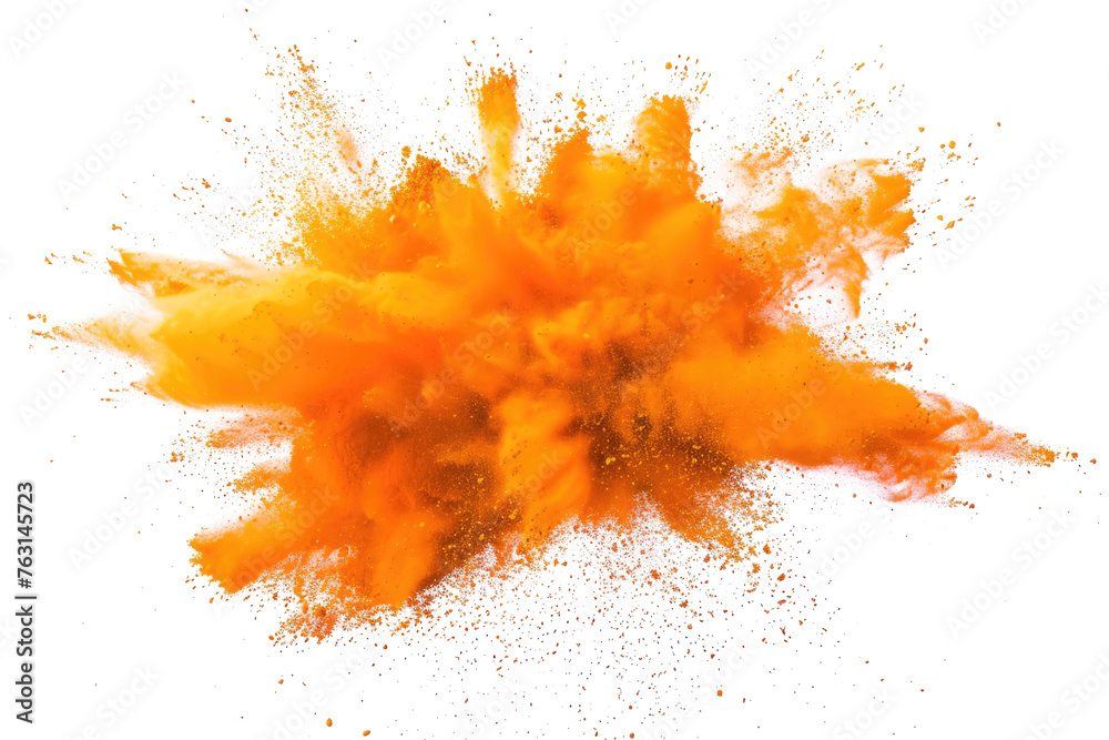 Wall mural orange powder pulver explosion isolated on white or transparent