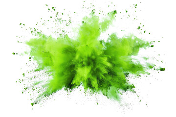 Fototapeta na wymiar green powder pulver explosion isolated on white or transparent