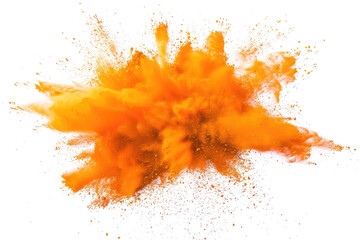 orange powder pulver explosion isolated on white or transparent