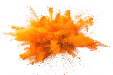 orange powder pulver explosion isolated on white or transparent