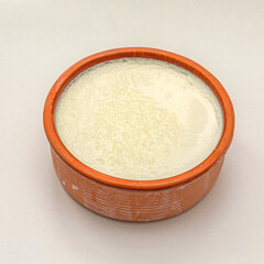 Greek Style Yogurt in Terracotta Ceramic Ramekin Pot
