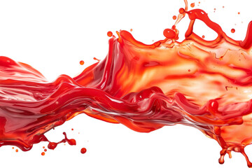 Red Liquid Splashing Down White Wall