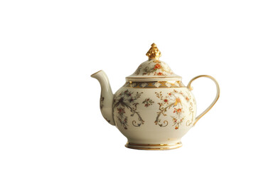 Elegant White Tea Pot With Gold Decoration