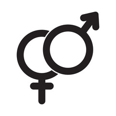 Male and female icon silhouette, symbols, logo design. Gender symbol. Male, female sign, gender equality icon vector illustration. Women and Men icon, Symbol.
