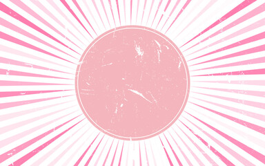 Sunburst vector. Vintage sun retro banner background. Pink grunge starburst. Vector illustration.