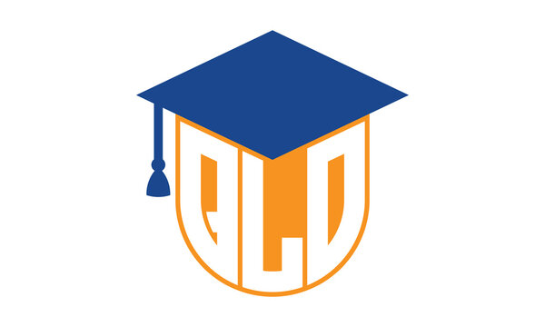 QLO initial letter academic logo design vector template. school college logo, university logo, graduation cap logo, institute logo, educational logo, library logo, teaching logo, book shop, varsity