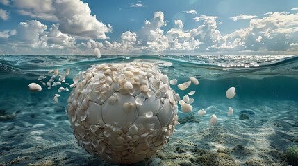 Seashell and football ball