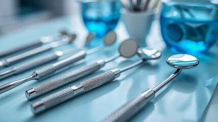 Dental tools closeup view, Dentistry and desntist clinic
