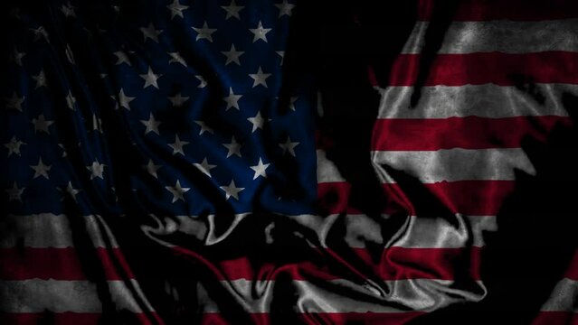  realistic slow motion flag of the USA waving in the wind.
 with fabric texture high quality footage, animation .
 slow motion flag waving in the wind as background.