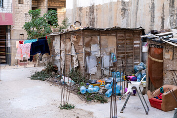 une cabane d émigrants dans la ville de Dakar au Sénégal en Afrique occidentale