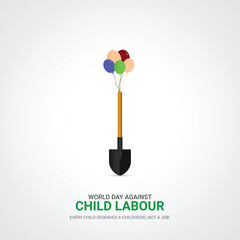 World day against Child labour. Child labour creative ads design 12 June. vector, 3D illustration.