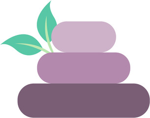 Relax Spa stones with leaf. Flat Vector Icon illustration.
