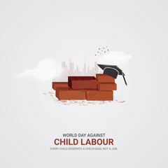 World day against Child labour. Child labour creative ads design 12 June. vector, 3D illustration.