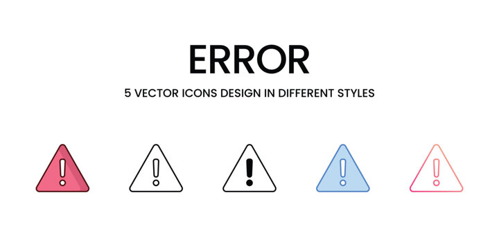 Error icons set in different style vector stock illustration