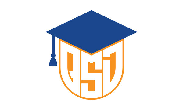QSD initial letter academic logo design vector template. school college logo, university logo, graduation cap logo, institute logo, educational logo, library logo, teaching logo, book shop, varsity