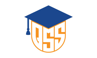 QSS initial letter academic logo design vector template. school college logo, university logo, graduation cap logo, institute logo, educational logo, library logo, teaching logo, book shop, varsity