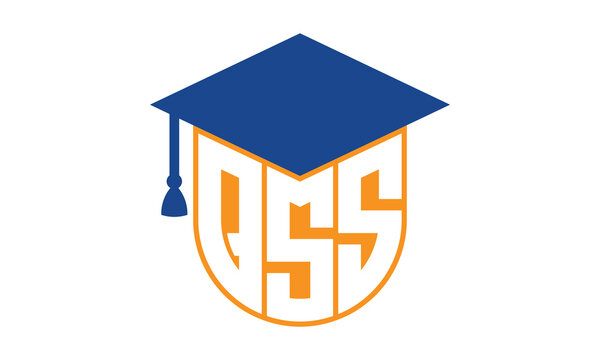 QSS initial letter academic logo design vector template. school college logo, university logo, graduation cap logo, institute logo, educational logo, library logo, teaching logo, book shop, varsity