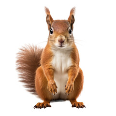 Obraz premium a red squirrel with a white chest isolated on transparent background