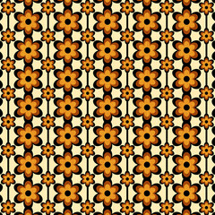1970s Orange And Brown Floral Pattern
