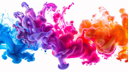 A colorful explosion of paint, with various shades of blue, pink, and orange