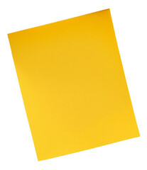 Yellow textured paper with folded corner, cut out - stock png.
