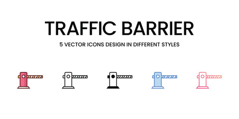 Traffic Barrier icons set in different style vector stock illustration