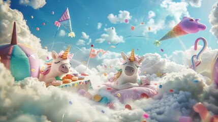 Unicorn Picnic Paradise A Dreamy Delight in the Clouds