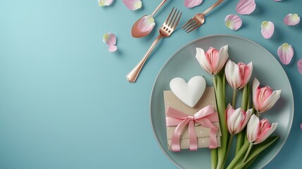 Mother's Day concept, top view photo of heart-shaped chocolates