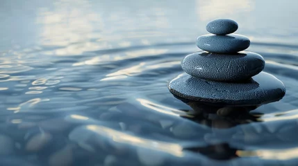 Foto op Plexiglas anti-reflex A balance stone in a zen water © Azad