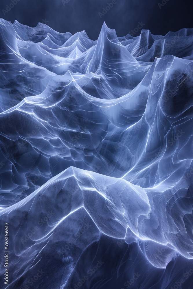 Poster abstract blue background with ice waves. background image. created with generative ai technology.