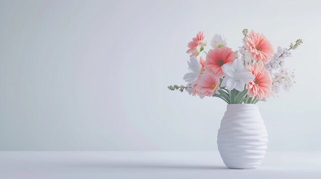 Mother's Day mock-up flatlay with flowers in vase