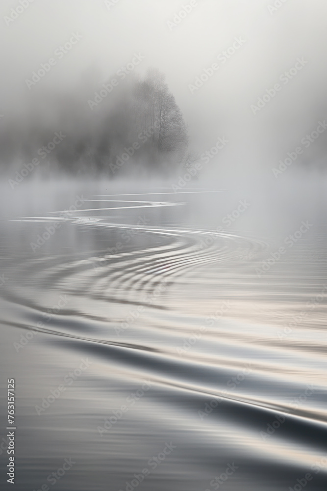 Poster fog on a lake. ripple effect on the water surface. background image. created with generative ai tech
