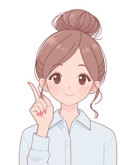 髪型ピアスネイル自由な職場の女性-ポイントのポーズ-イラスト
