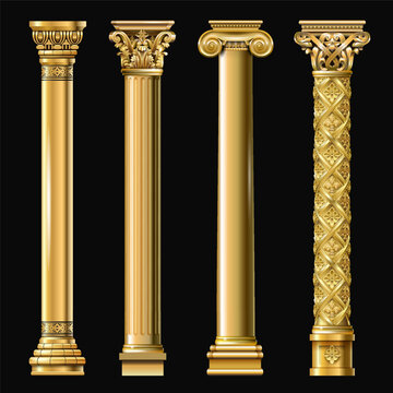 Set of classic gold columns