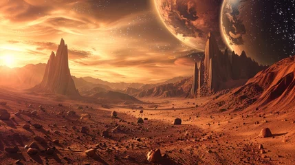 Zelfklevend Fotobehang Mars desert like fantasy landscape © Azad