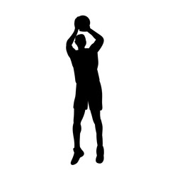 man playing basketball silhouette on white background, vector