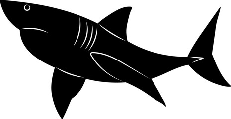 shark silhouette on white background, vector