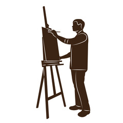 male artist silhouette on white background, vector