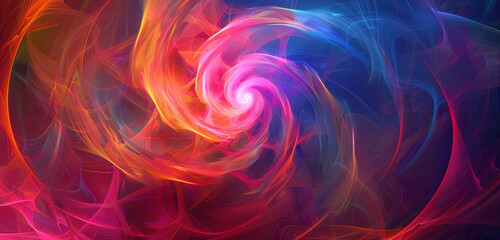 Spirals & polygons in a cosmic dance of neon colors. - obrazy, fototapety, plakaty