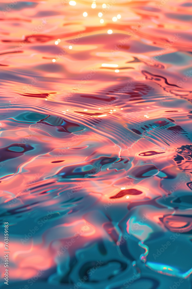 Poster beautiful ripple and caustics pattern on water surface. background image. created with generative ai