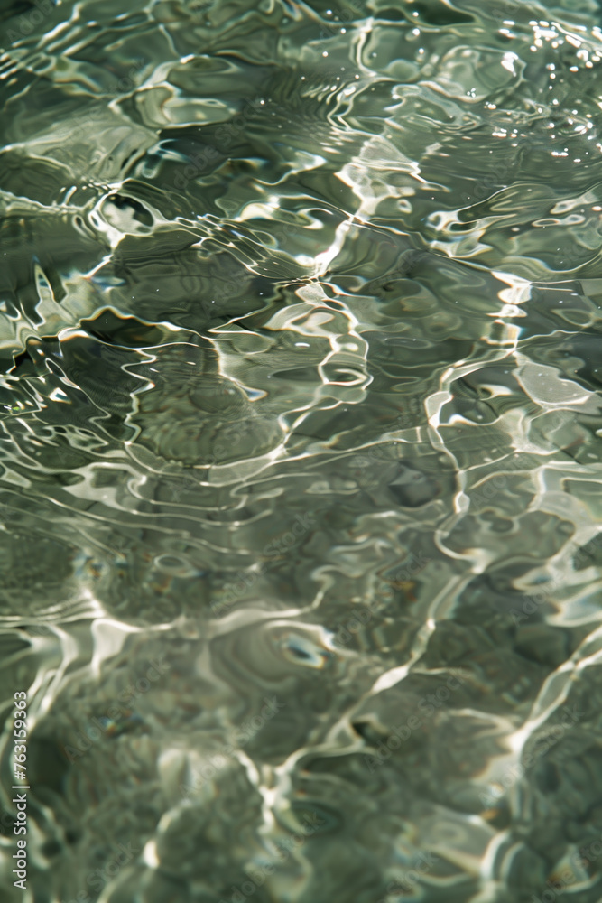 Poster beautiful ripple and caustics pattern on water surface. background image. created with generative ai