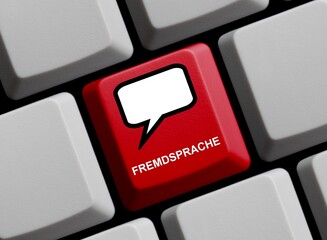Fremdsprache online lernen - Computer Tastatur - obrazy, fototapety, plakaty